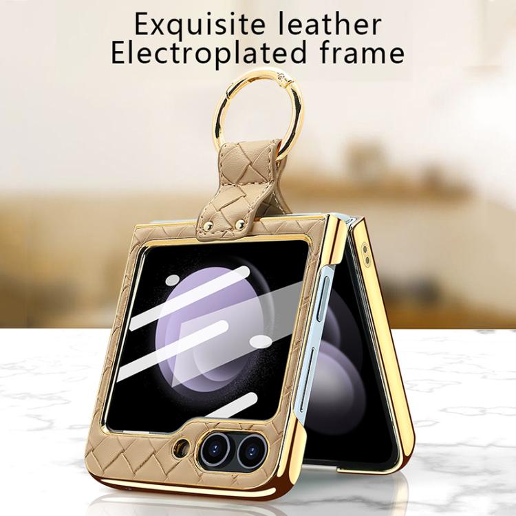 For Samsung Galaxy Z Flip6 / Flip7 FE VIETAO Woven Leather Metal Ring Phone Case