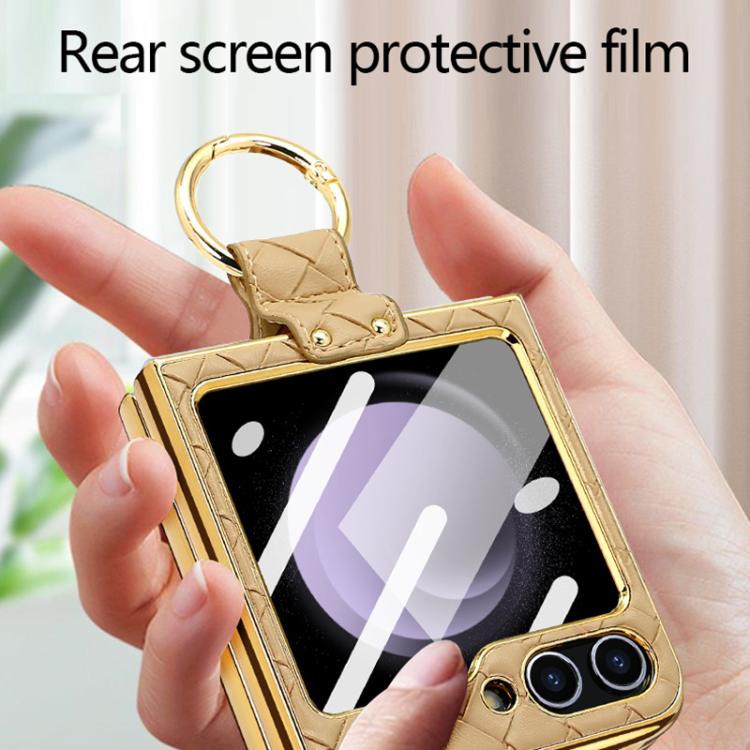 For Samsung Galaxy Z Flip6 / Flip7 FE VIETAO Woven Leather Metal Ring Phone Case