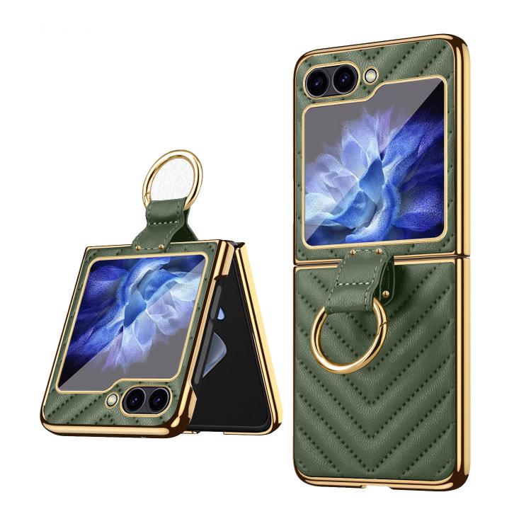 For Samsung Galaxy Z Flip5 VIETAO Dream Series Metal Ring Leather Phone Case