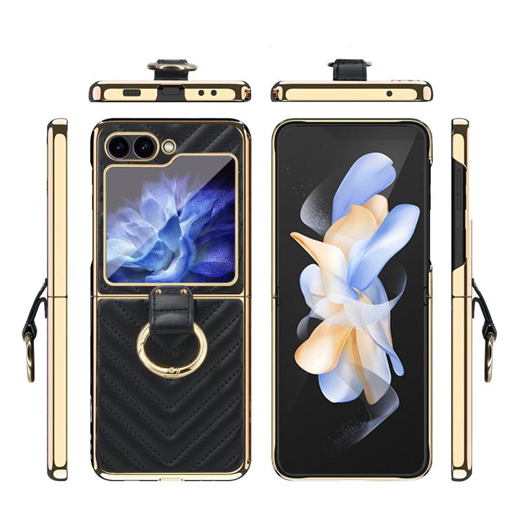 For Samsung Galaxy Z Flip5 VIETAO Dream Series Metal Ring Leather Phone Case