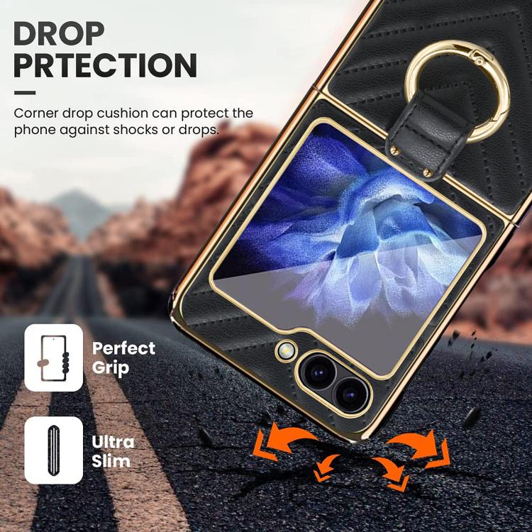 For Samsung Galaxy Z Flip6 / Flip7 FE VIETAO Dream Series Metal Ring Leather Phone Case