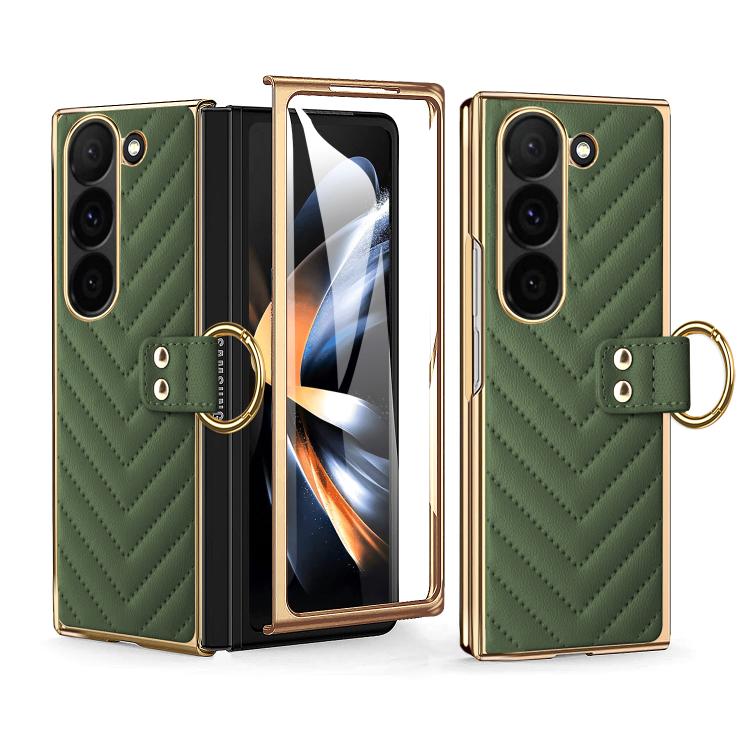 For Samsung Galaxy Z Fold6 VIETAO Dream Series Metal Ring Leather Phone Case