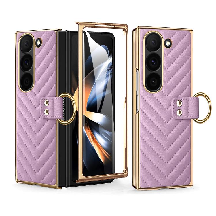 For Samsung Galaxy Z Fold4 VIETAO Dream Series Metal Ring Leather Phone Case
