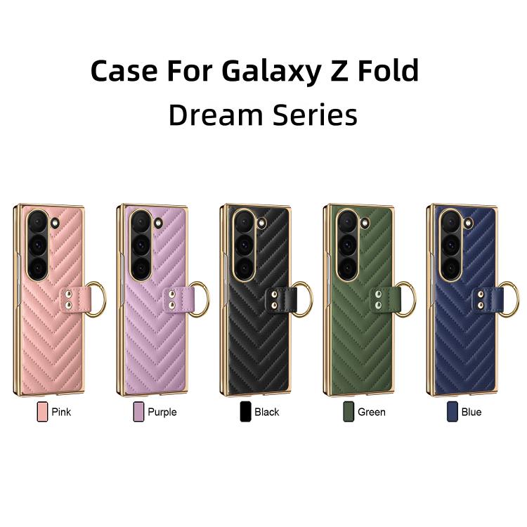 For Samsung Galaxy Z Fold6 VIETAO Dream Series Metal Ring Leather Phone Case