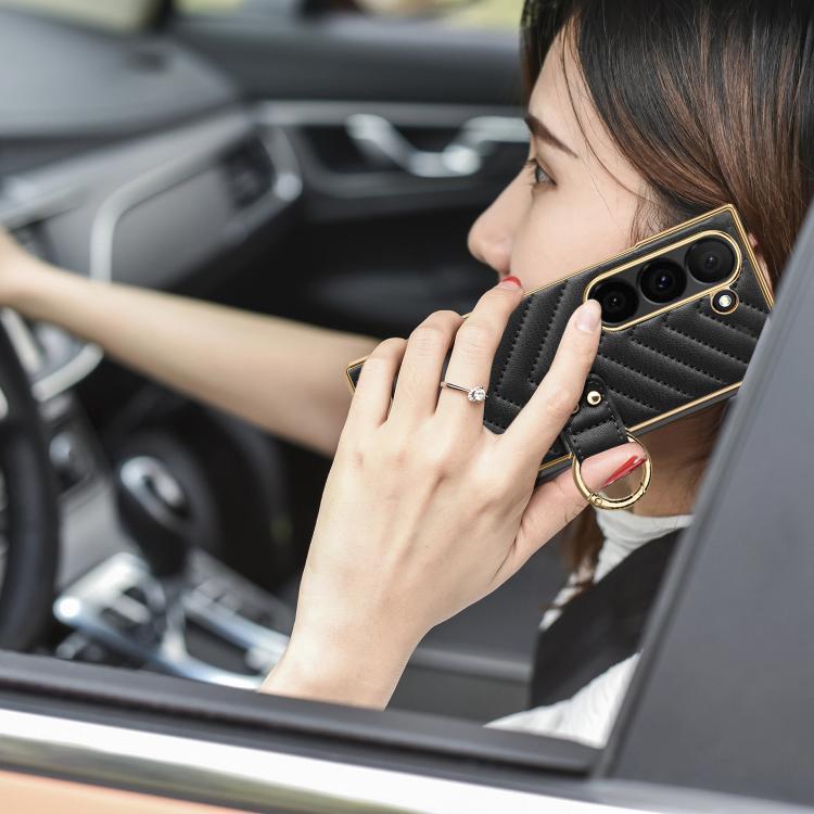 For Samsung Galaxy Z Fold5 VIETAO Dream Series Metal Ring Leather Phone Case