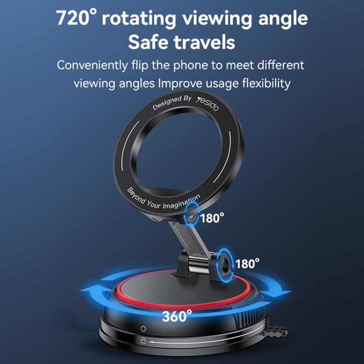 Yesido C219 Suction Cup Car MagSafe Magnetic Mobile Phone Holder - Black