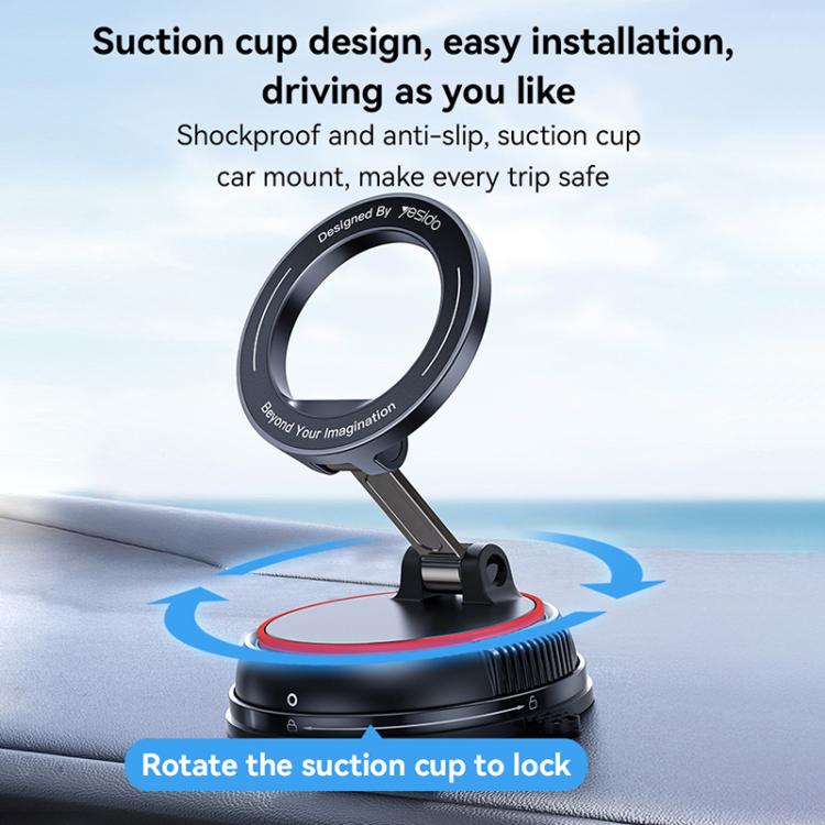 Yesido C219 Suction Cup Car MagSafe Magnetic Mobile Phone Holder - Black