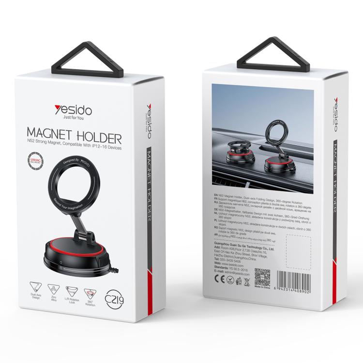 Yesido C219 Suction Cup Car MagSafe Magnetic Mobile Phone Holder - Black