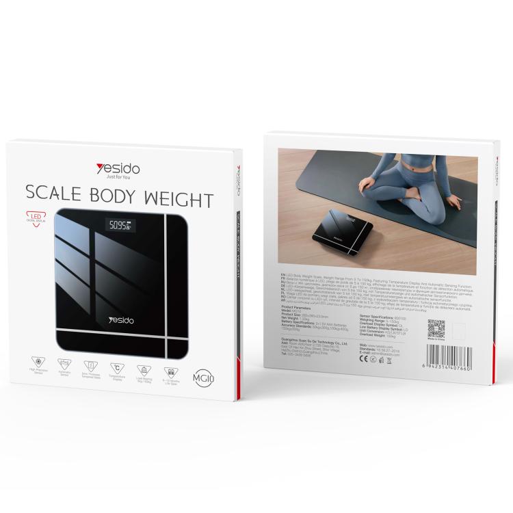 Yesido MG10 Smart Electronic Weight Scale, Size: 28x28x2.35cm - Black