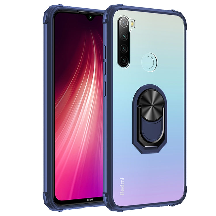 For Xiaomi Redmi Note 8 Shockproof Transparent TPU + Acrylic Protective Case with Ring Holder