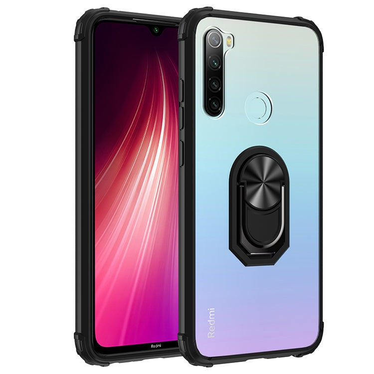 For Xiaomi Redmi Note 8 Shockproof Transparent TPU + Acrylic Protective Case with Ring Holder