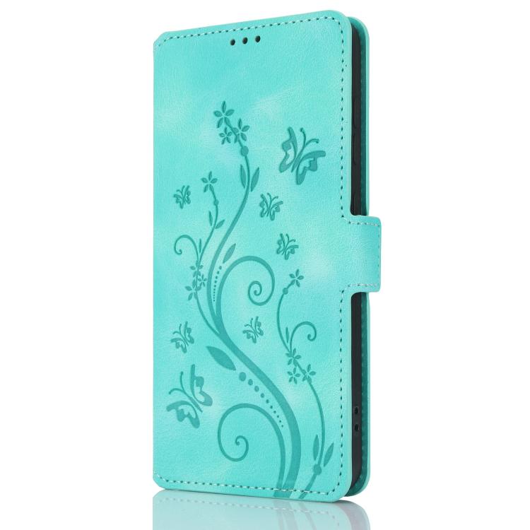 For iPhone 15 Dreamy Butterfly Love Flower Embossed Leather Phone Case
