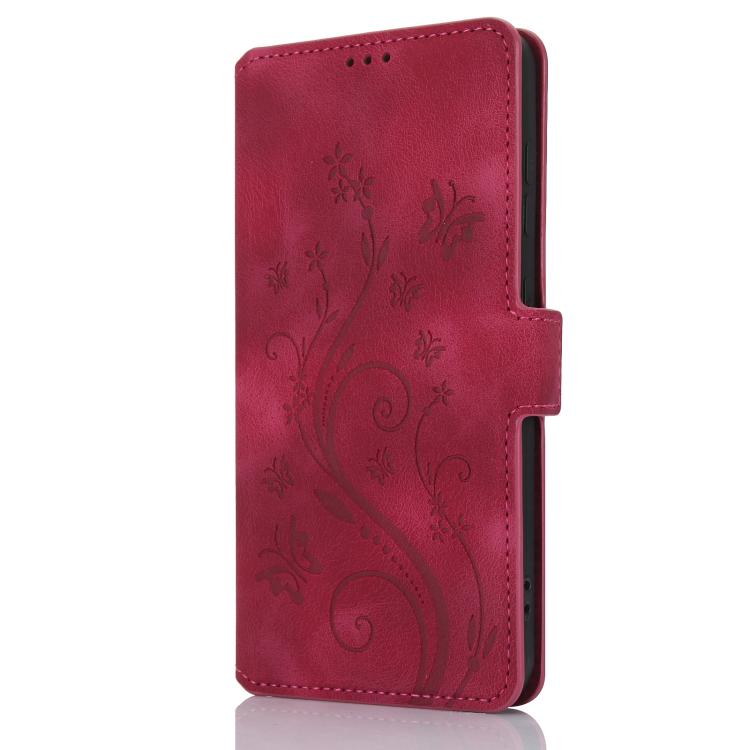 For iPhone 15 Dreamy Butterfly Love Flower Embossed Leather Phone Case