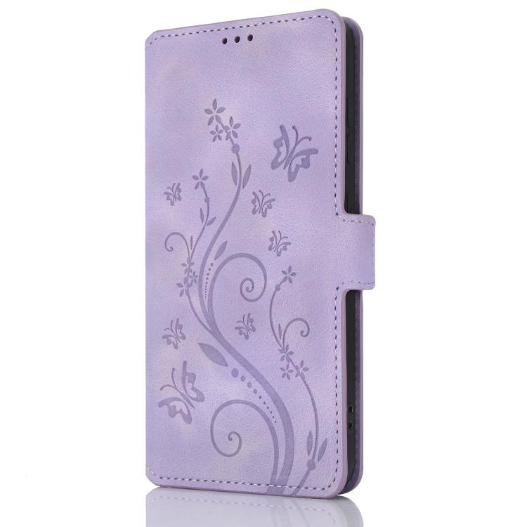 For Samsung Galaxy S22 5G Dreamy Butterfly Love Flower Embossed Leather Phone Case