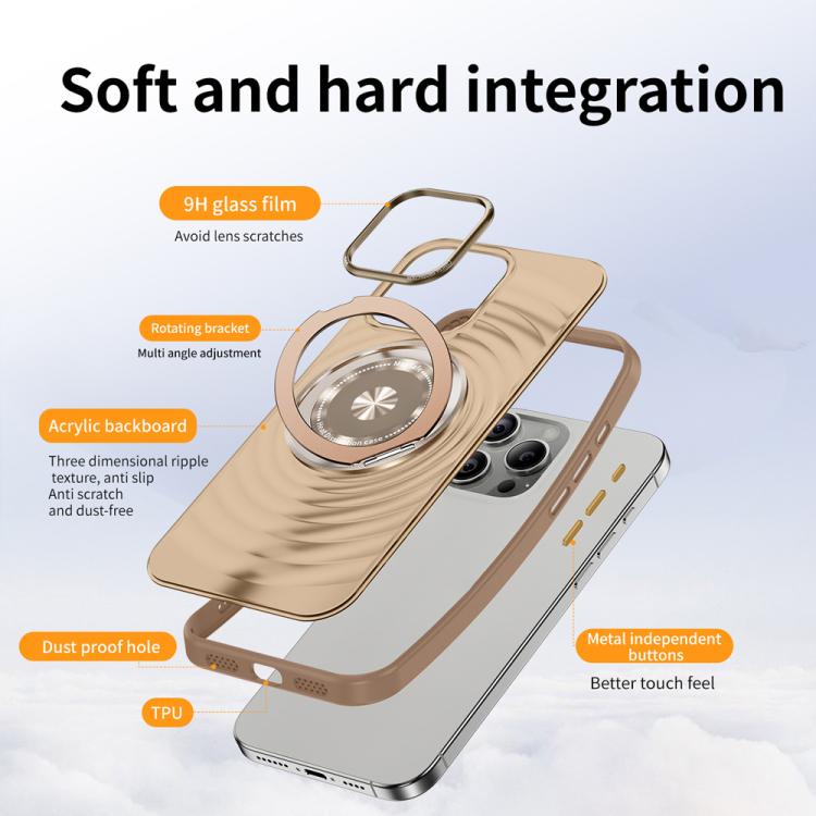 For iPhone 15 Pro Max Skin Ripples MagSafe Holder Phone Case