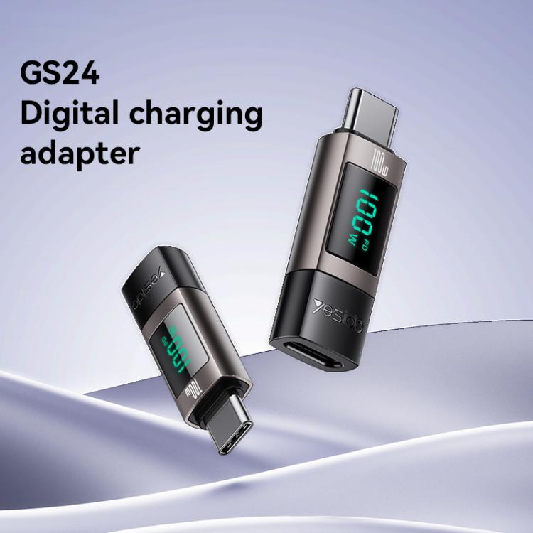 Yesido GS24 100W USB-C / Type-C to USB-C / Type-C Aluminum Alloy Digital Display Adapter - Tarnish