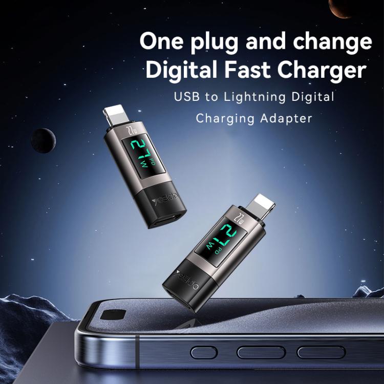 Yesido GS25 27W USB-C / Type-C to 8 Pin Aluminum Alloy Digital Display Adapter - Tarnish