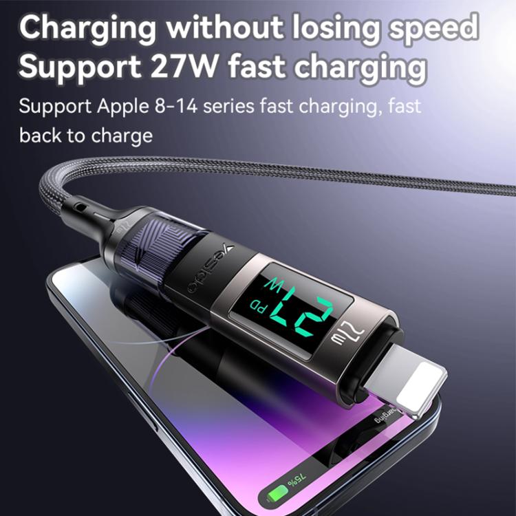Yesido GS25 27W USB-C / Type-C to 8 Pin Aluminum Alloy Digital Display Adapter - Tarnish