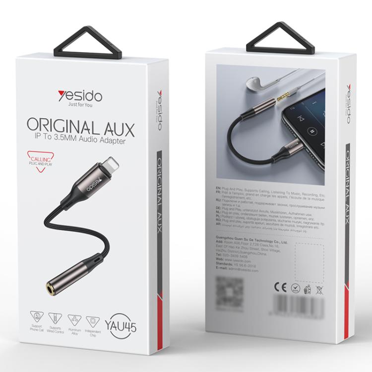 Yesido YAU45 8 Pin to 3.5mm Aluminum Alloy Audio Adapter - Gold