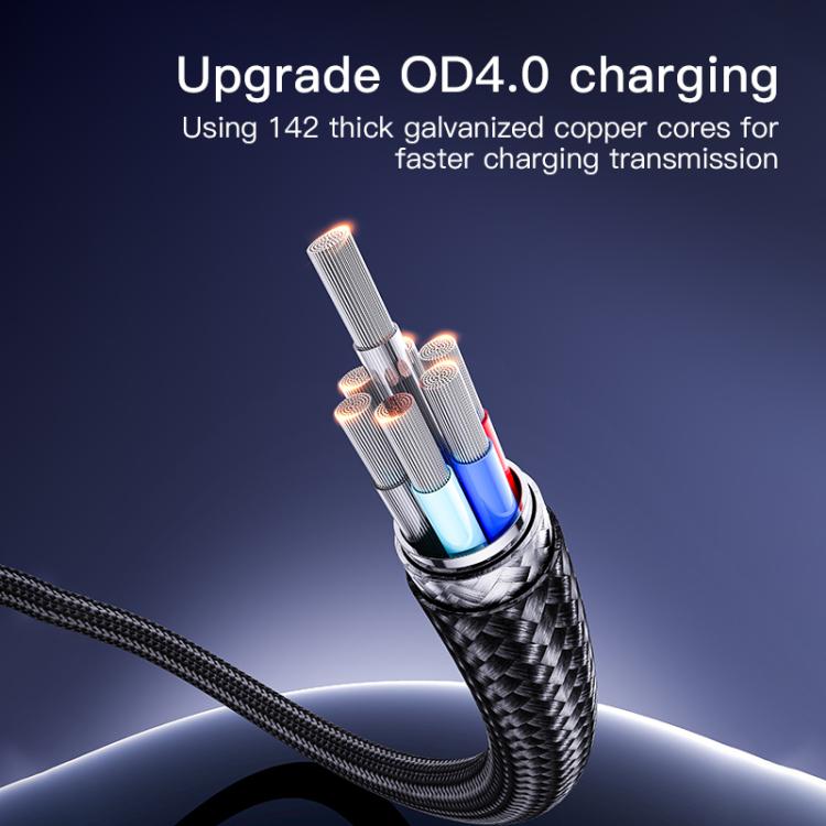 Yesido CA129L 12W 2.4A USB to 8 Pin Charging Data Cable, Length: 1.2m - Black