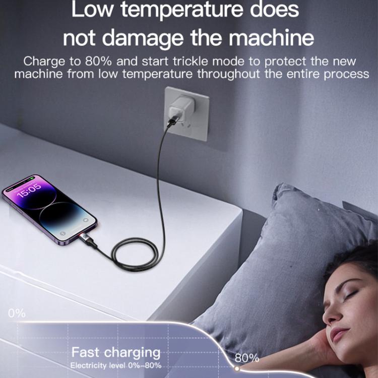 Yesido CA129L 12W 2.4A USB to 8 Pin Charging Data Cable, Length: 1.2m - Black