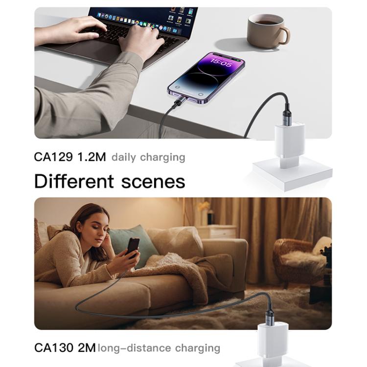 Yesido CA130L 12W 2.4A USB to 8 Pin Charging Data Cable, Length: 2m - Black