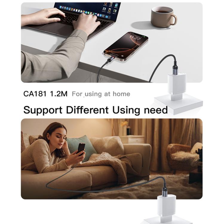 Yesido CA181 PD60W 3A USB-C / Type-C to USB-C / Type-C Charging Data Cable, Length: 1.2m - Black
