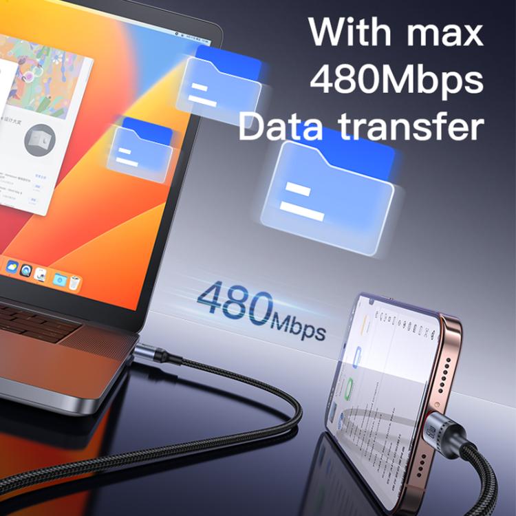Yesido CA181 PD60W 3A USB-C / Type-C to USB-C / Type-C Charging Data Cable, Length: 1.2m - Black