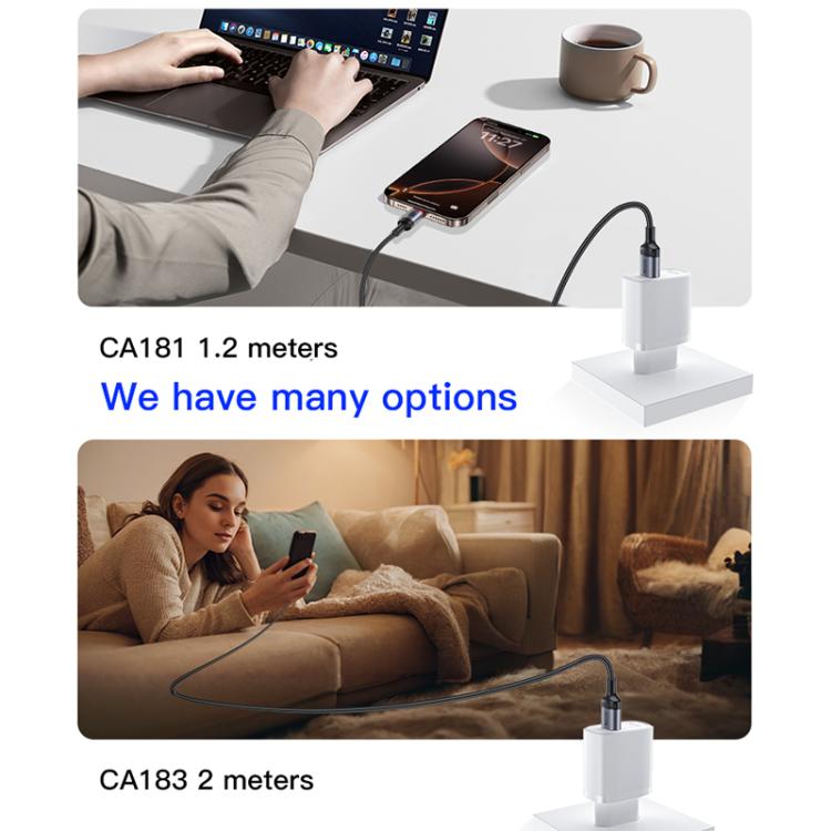 Yesido CA183 PD60W 3A USB-C / Type-C to USB-C / Type-C Charging Data Cable, Length: 2m - Black