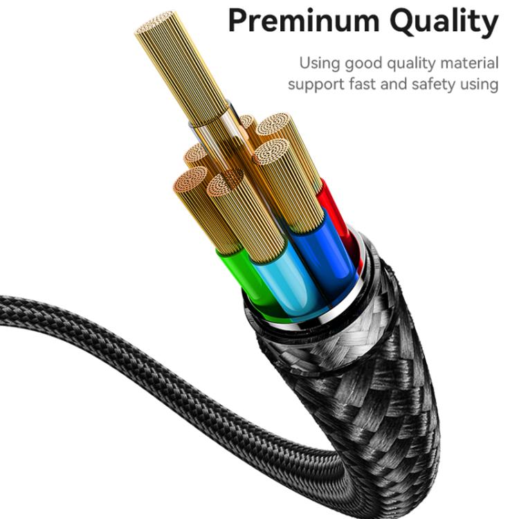 Yesido CA184 PD27W 3A USB-C / Type-C to 8 Pin Charging Data Cable, Length: 2m - Black