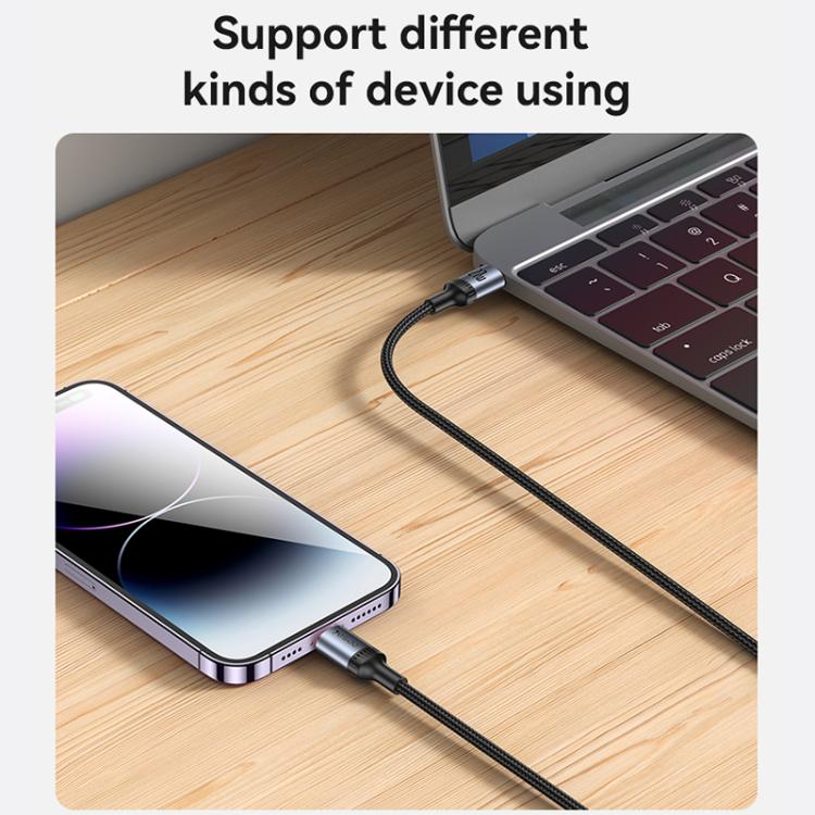 Yesido CA184 PD27W 3A USB-C / Type-C to 8 Pin Charging Data Cable, Length: 2m - Black