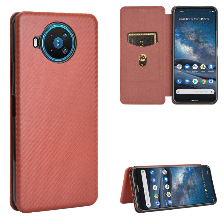 For Nokia 8.3 5G Carbon Fiber Texture Horizontal Flip TPU + PC + PU Leather Case with Card Slot