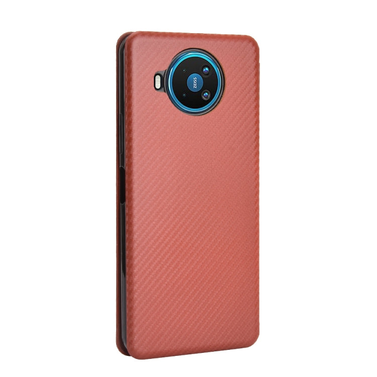 For Nokia 8.3 5G Carbon Fiber Texture Horizontal Flip TPU + PC + PU Leather Case with Card Slot