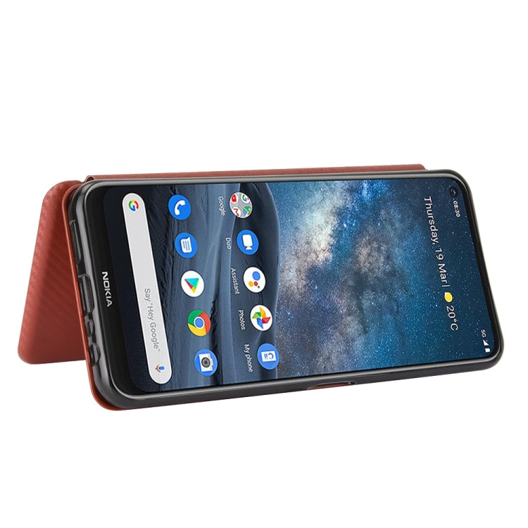 For Nokia 8.3 5G Carbon Fiber Texture Horizontal Flip TPU + PC + PU Leather Case with Card Slot