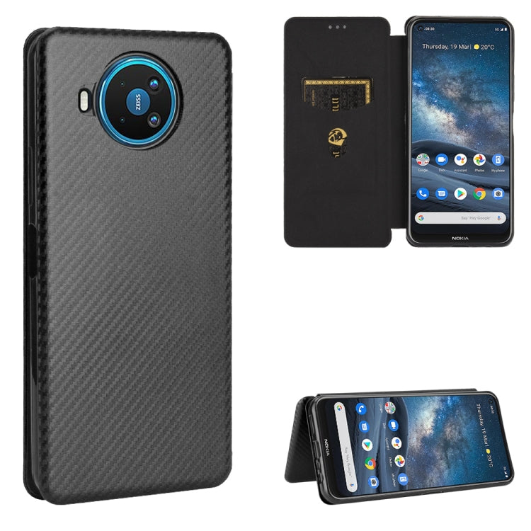 For Nokia 8.3 5G Carbon Fiber Texture Horizontal Flip TPU + PC + PU Leather Case with Card Slot