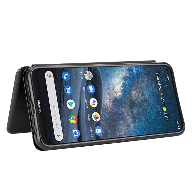 For Nokia 8.3 5G Carbon Fiber Texture Horizontal Flip TPU + PC + PU Leather Case with Card Slot
