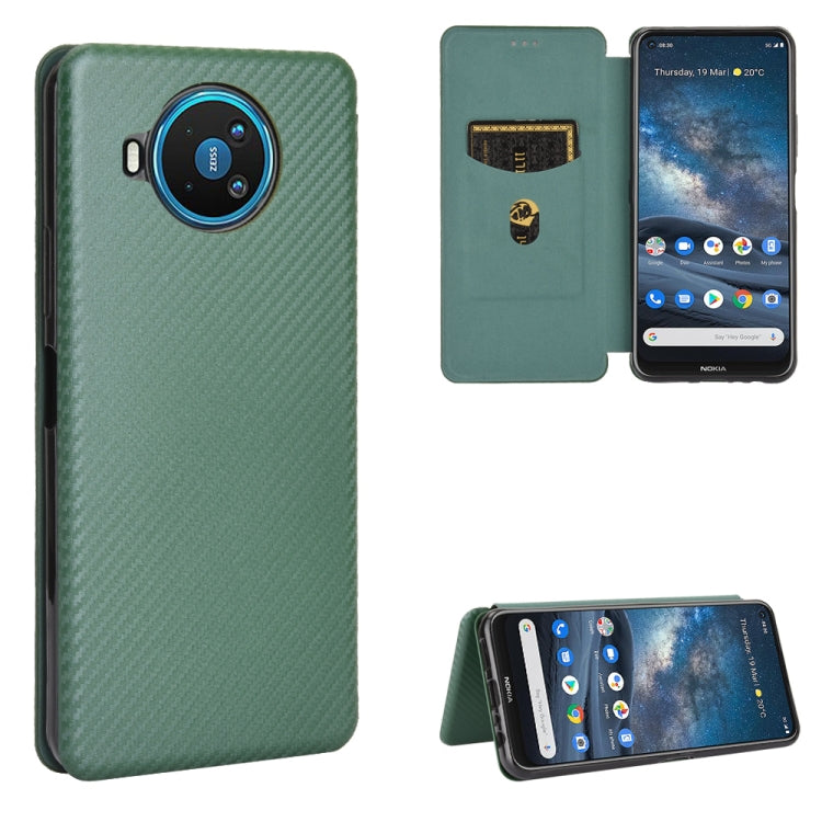 For Nokia 8.3 5G Carbon Fiber Texture Horizontal Flip TPU + PC + PU Leather Case with Card Slot