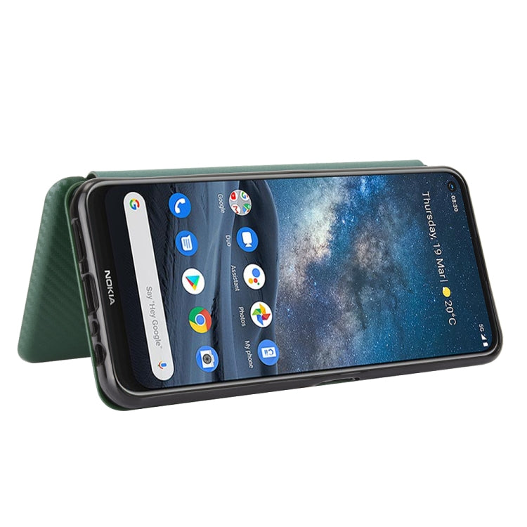 For Nokia 8.3 5G Carbon Fiber Texture Horizontal Flip TPU + PC + PU Leather Case with Card Slot