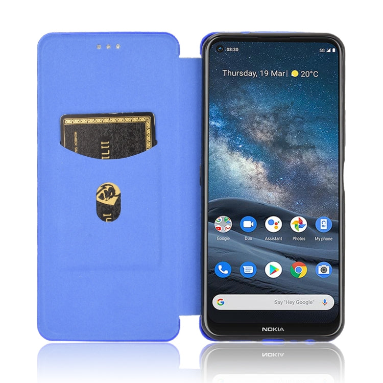 For Nokia 8.3 5G Carbon Fiber Texture Horizontal Flip TPU + PC + PU Leather Case with Card Slot