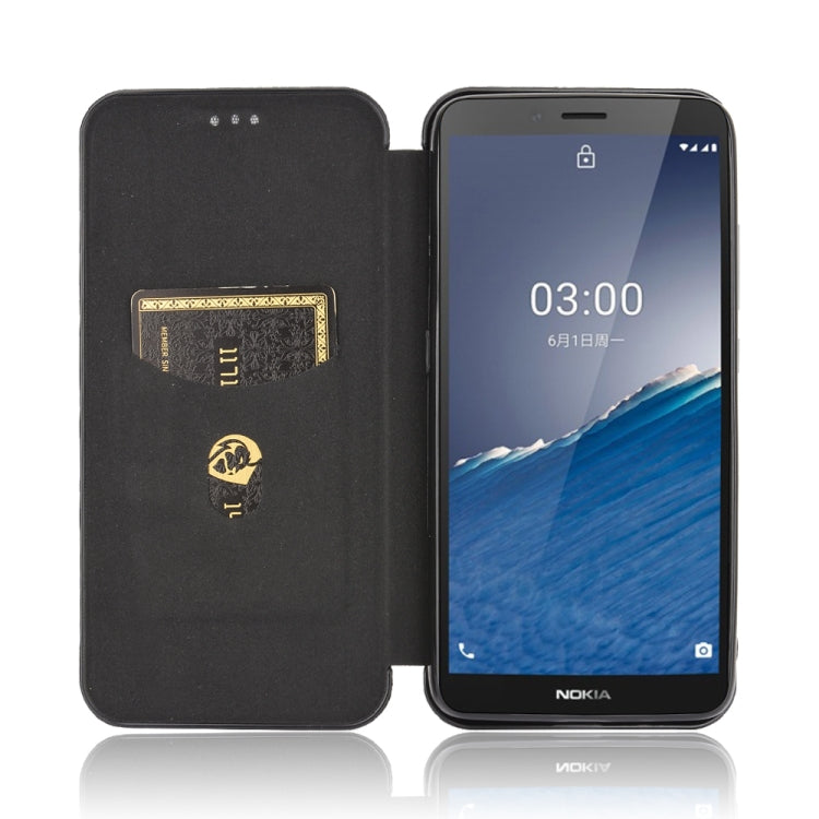 For Nokia C3 Carbon Fiber Texture Horizontal Flip TPU + PC + PU Leather Case with Card Slot