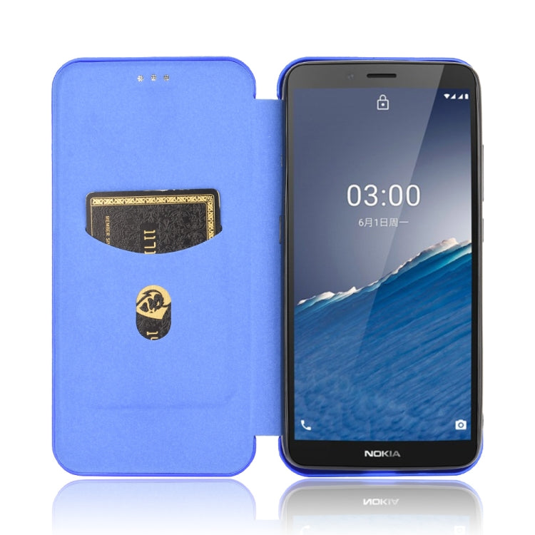 For Nokia C3 Carbon Fiber Texture Horizontal Flip TPU + PC + PU Leather Case with Card Slot