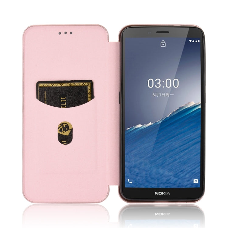 For Nokia C3 Carbon Fiber Texture Horizontal Flip TPU + PC + PU Leather Case with Card Slot