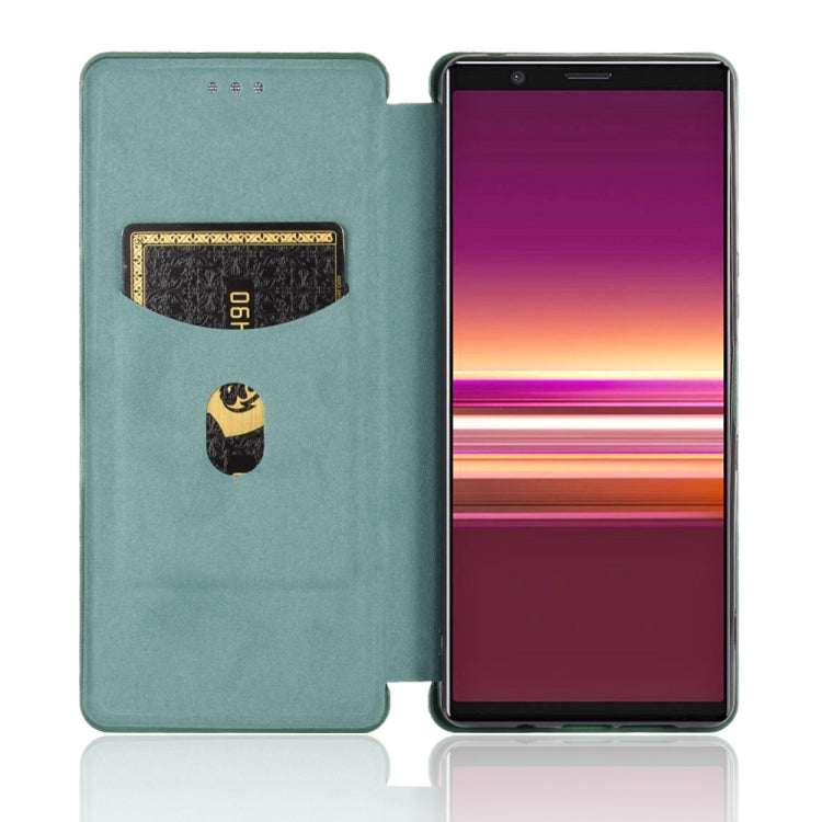 For Sony Xperia 5 ll Carbon Fiber Texture Horizontal Flip TPU + PC + PU Leather Case with Card Slot
