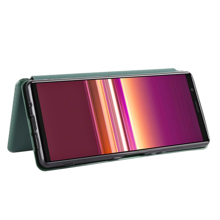 For Sony Xperia 5 ll Carbon Fiber Texture Horizontal Flip TPU + PC + PU Leather Case with Card Slot
