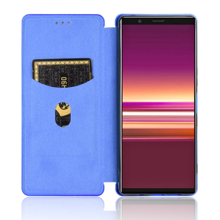 For Sony Xperia 5 ll Carbon Fiber Texture Horizontal Flip TPU + PC + PU Leather Case with Card Slot