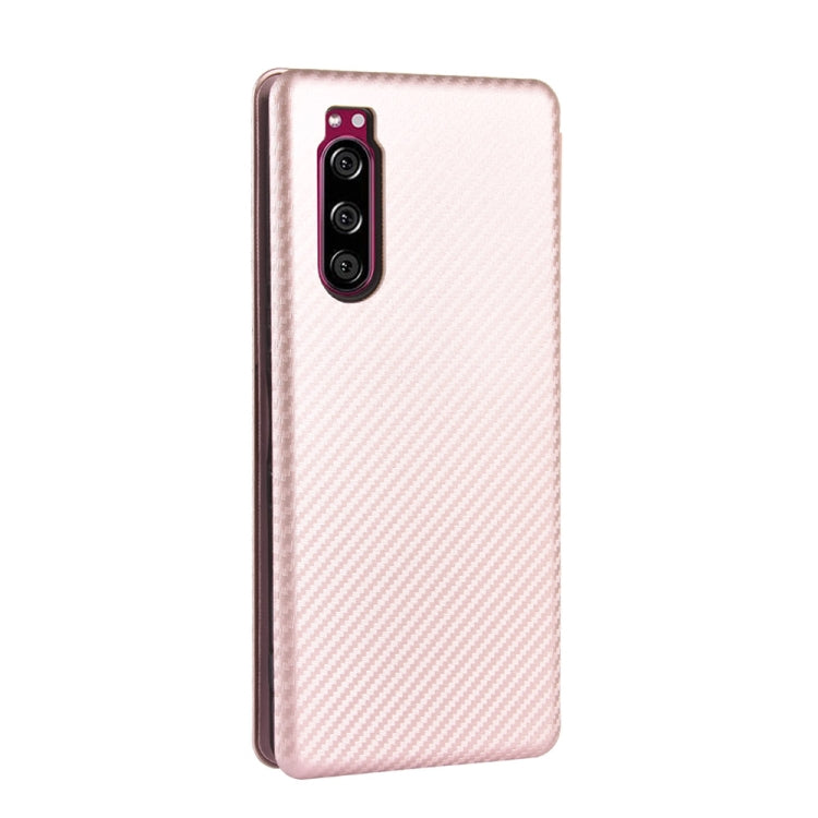 For Sony Xperia 5 ll Carbon Fiber Texture Horizontal Flip TPU + PC + PU Leather Case with Card Slot