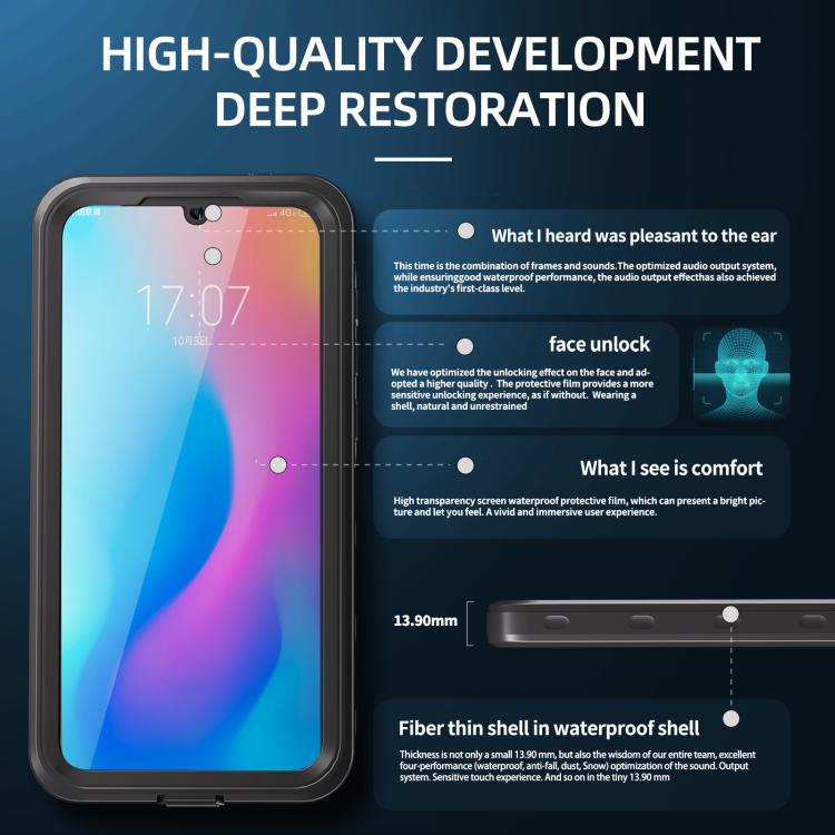 For Samsung Galaxy A55 5G RedPepper 360 Full Body Rugged IP68 Waterproof Phone Case - Black