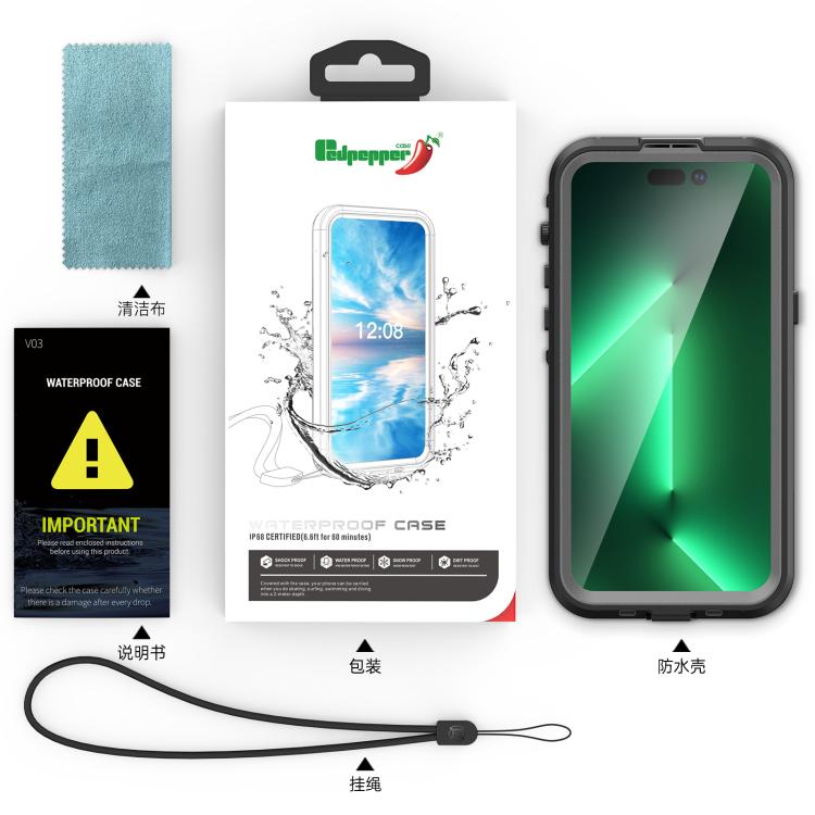 For Samsung Galaxy A55 5G RedPepper 360 Full Body Rugged IP68 Waterproof Phone Case - Black