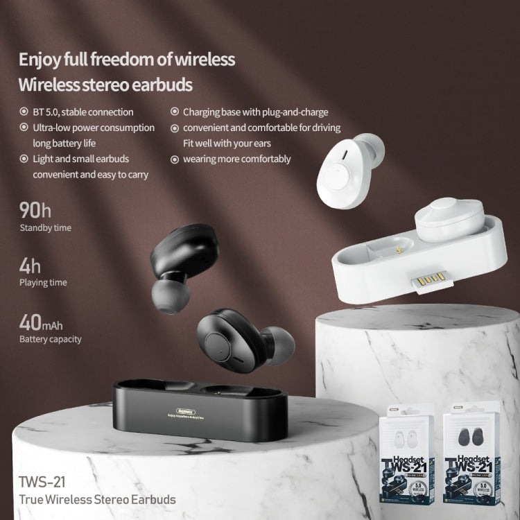 REMAX TWS-21 Bluetooth 5.0 Stereo True Wireless Bluetooth Earphone