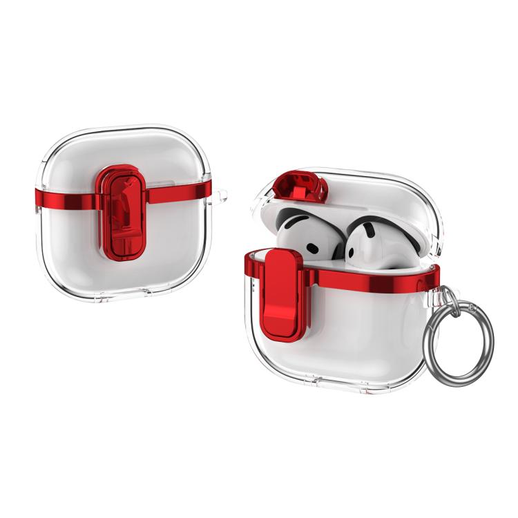 For AirPods 4 Electroplating Transparent Wireless Earphones Case with Security Lock